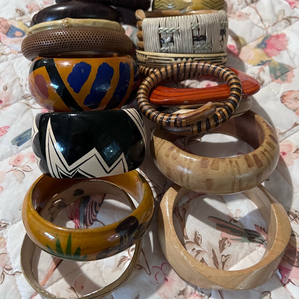 Colorful Wooden Bangle Bracelet Set